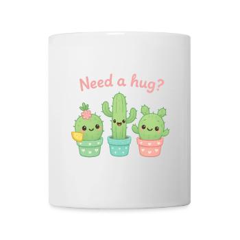 Cute Cacti "Need a Hug?" - Mug - white - Front