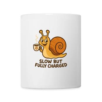 Lustige Schnecke mit Kaffee - Tasse - Weiß - Vorne