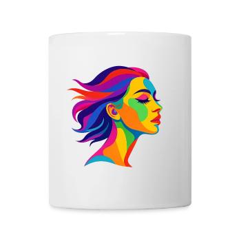 Colorful Pop Art Woman – Colorful Art Design - Mug - white - Front
