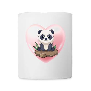 Cute Baby Panda Sitting on a Rock (v02 Heart) - Mug - white - Front