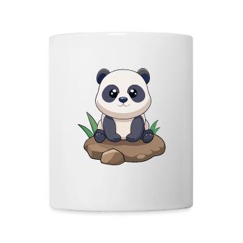 Cute Baby Panda Sitting on a Rock (v01) - Mug - white - Front