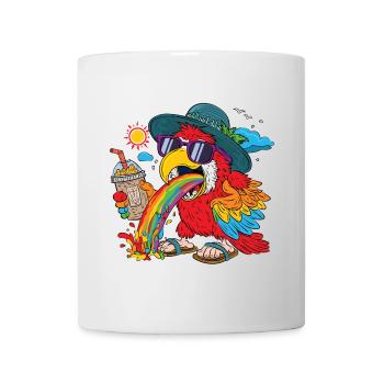 T-Shirt Perroquet Arc-en-Ciel Cool avec Lunettes - Mug blanc - blanc - Devant
