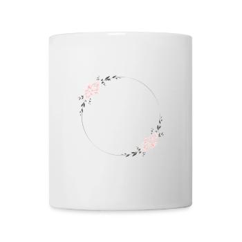 Rosa Blüten im Kreis - Edition: Hochzeit - Tasse - Weiß - Vorne