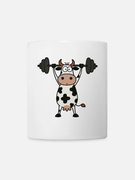 Drôle de vache barre d’entraînement Fitness Musculation - Mug blanc - blanc