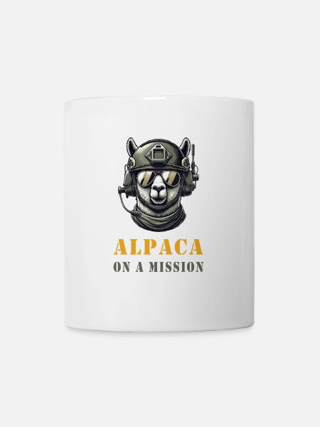 Alpaka im Einsatz - Tasse - Weiß