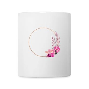 Cadre doré avec des fleurs rose-rouge – noble et ludique - Mug blanc - blanc - Devant