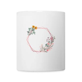 Hexagon decorated with flowers - Mug - white - Front