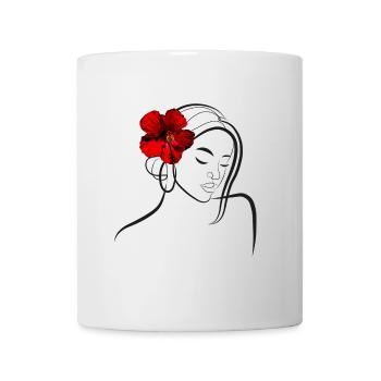 Élégante fleur tête femme avec coquelicots - Mug blanc - blanc - Devant