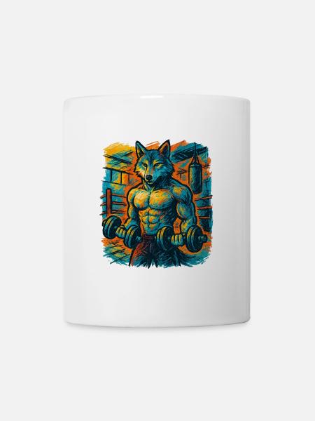 Wolf-strong gym strength - Mug - white