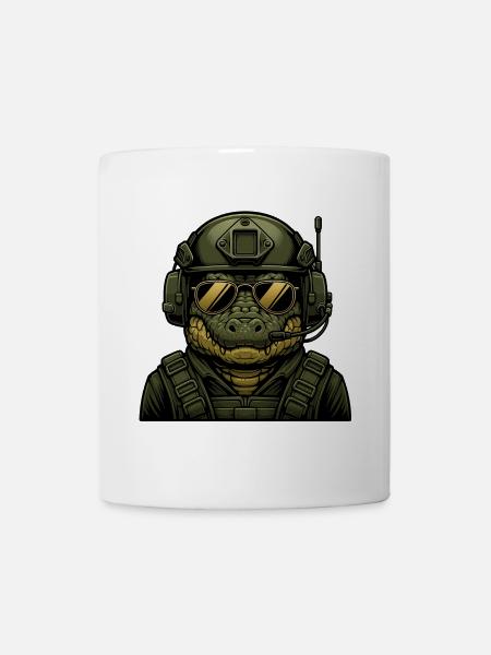 Krokodil Militär Design - Tasse - Weiß