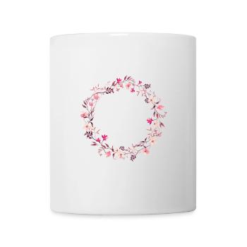 Flower wreath in pink, pink and violet - delicate & round - Mug - white - Front