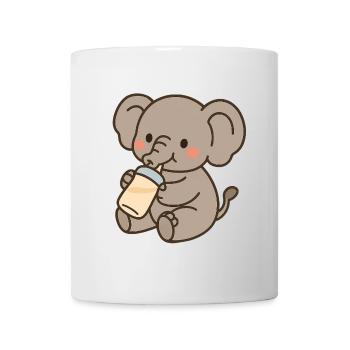 Kleiner Elefant mit Milchfläschen - Tasse - Weiß - Vorne