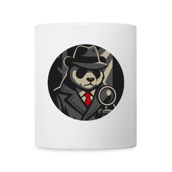 Panda Detective with Magnifying Glass – Noir Retro Animal Motif - Mug - white - Front