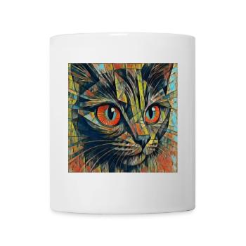 Farbenfrohe Katzenaugen ART - Tasse - Weiß - Vorne