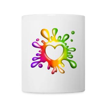 Herz Klecks - Farbenfrohe Liebe - Tasse - Weiß - Vorne
