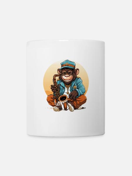 Schwingendes Affenständchen - Tasse - Weiß