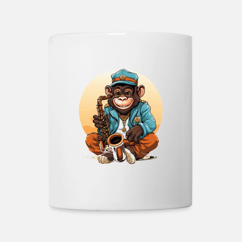 Schwingendes Affenständchen - Tasse - Weiß