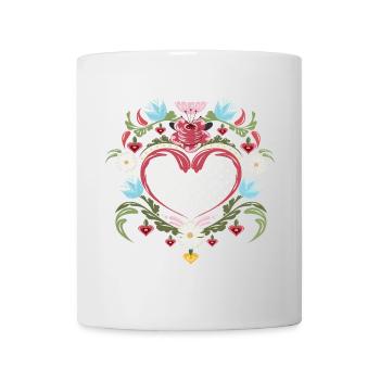 Delicate Heart with Tulips - Peasant Painting Inspired - Mug - white - Front