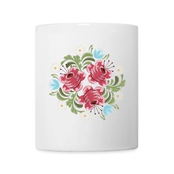 Roses with Flowers – Peasant Painting Inspired Motif - Mug - white - Front