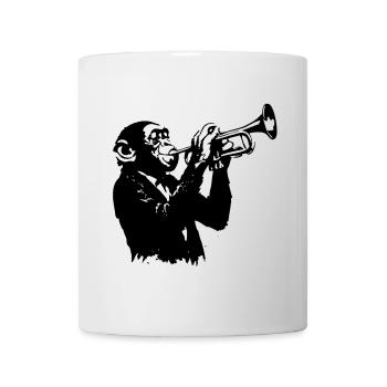 Monkey Trumpeter | The Monekey Dance Banksy Style - Mug - white - Front