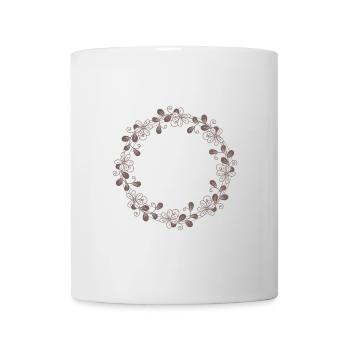 Romantic floral motif in a round, brown frame - Mug - white - Front