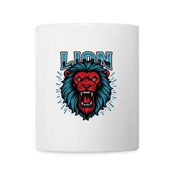 Löwenkopf Neon Blau Rot Graphic - Tasse - Weiß - Vorne