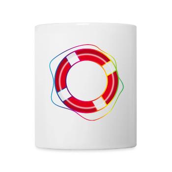 Lifebuoy with rainbow rope – maritime symbol - Mug - white - Front