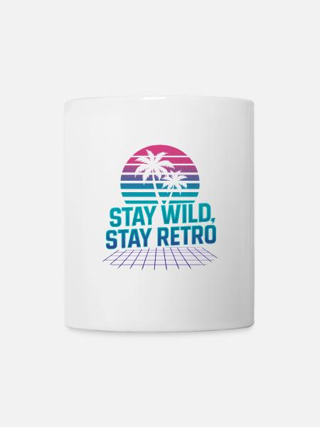 Stay Wild, Stay Retro Palm Trees Neon - Mug - white