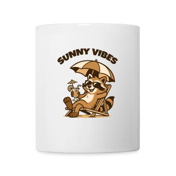 Sunny Vibes Strand-Raccoon - Tasse - Weiß - Vorne