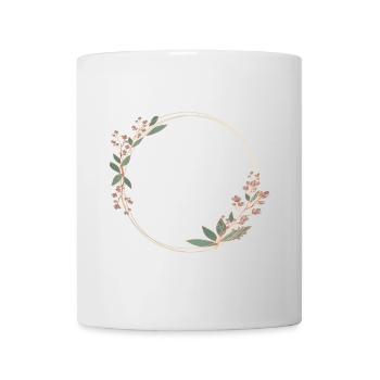 Cadre floral délicat en rose et vert - Mug blanc - blanc - Devant