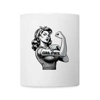 Strong Woman GRL PWR Rockabilly Biceps Arm Gift - Mug - white - Front