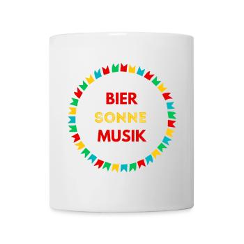 Bier Sonne Musik - Sommerparty Design - Tasse - Weiß - Vorne