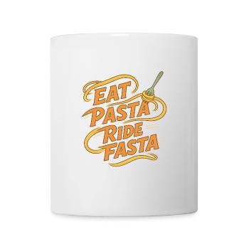 Eat Pasta Ride Fasta – Lustiges Fahrrad-Zitat - Tasse - Weiß - Vorne