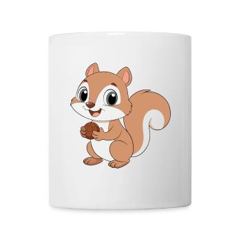 Baby Cartoon Eichhörnchen hält eine Haselnuss (v02) - Tasse - Weiß - Vorne