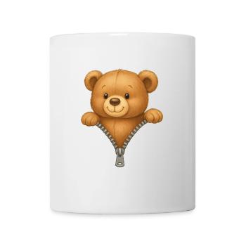 Teddybär mit Reißverschluss - Süßes Bärchen - Tasse - Weiß - Vorne