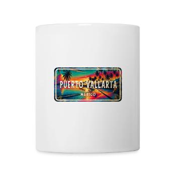 Puerto Vallarta, Mexique, Coucher de soleil Design - Mug blanc - blanc - Devant