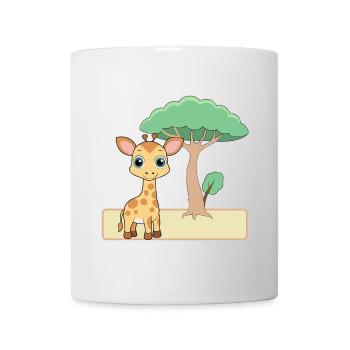 Cute Baby Giraffe Near a Tree (v02) - Mug - white - Front