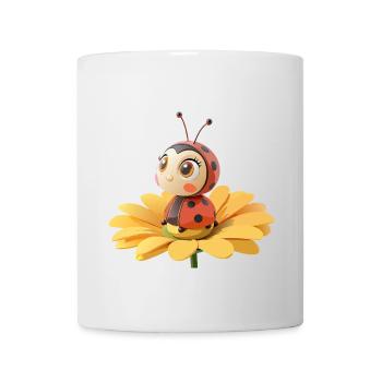 Coccinelle mignonne sur une fleur - Mug blanc - blanc - Devant