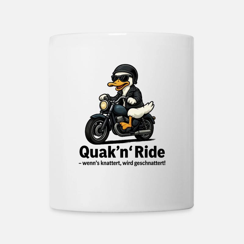 Quak’n’Ride – Canard à moto avec dicton - Mug blanc - blanc