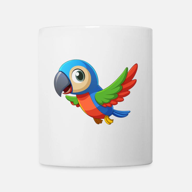 Colorful Baby Parrot in Flight - Mug - white