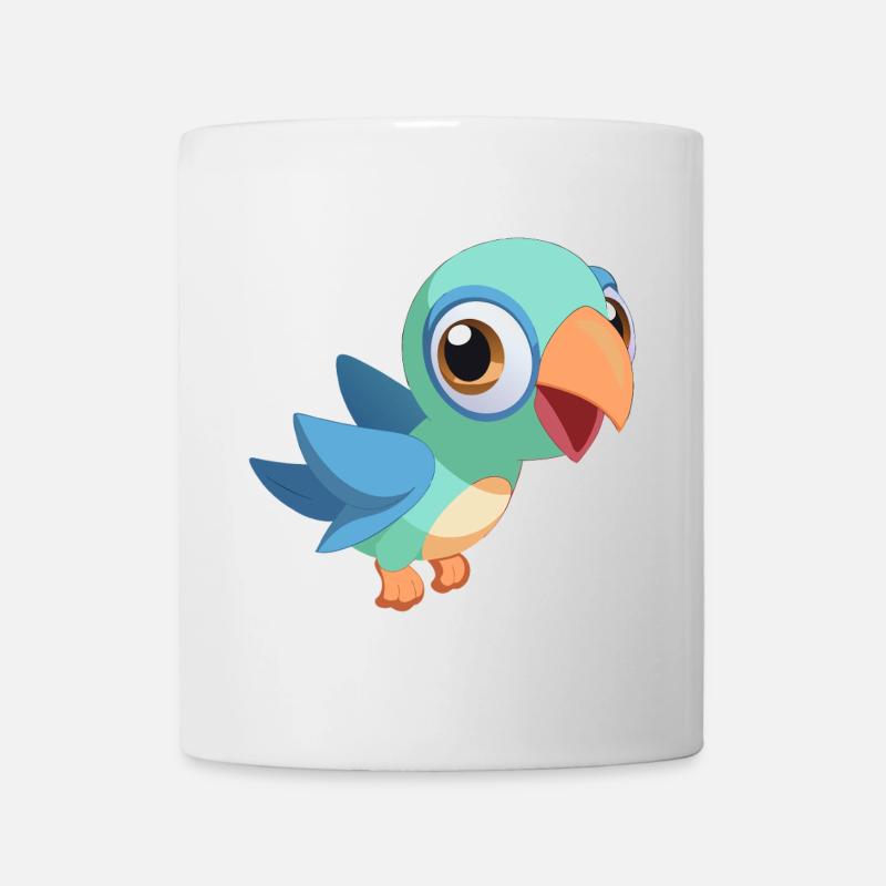 Colorful Baby Parrot in Flight (v02) - Mug - white