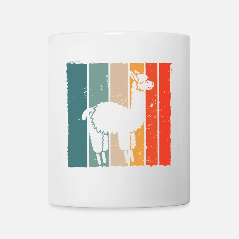 Llama Retro Stripe Print - Mug - white