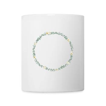 Eukalpytus Kranz mit kl. Blumen, personalisierbar - Tasse - Weiß - Vorne