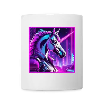 Illustration de licorne cyber néon - Mug blanc - blanc - Devant