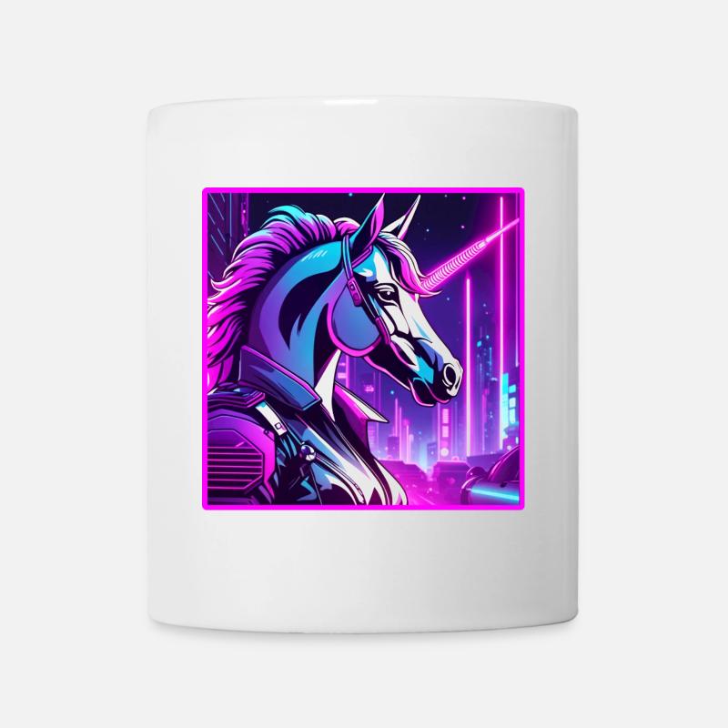 Neon Cyber Unicorn Illustration - Tasse - Weiß