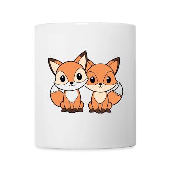 Deux petits renards amis complices - Mug blanc - blanc - Devant
