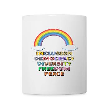 DÉMOCRATIE INCLUSION PAIX FIERTÉ - Mug blanc - blanc - Devant