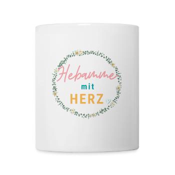 Hebamme mit Herz - personalisierbares Design - Tasse - Weiß - Vorne