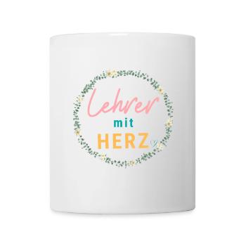 Lehrer mit Herz! Personalisierbares Design - Tasse - Weiß - Vorne