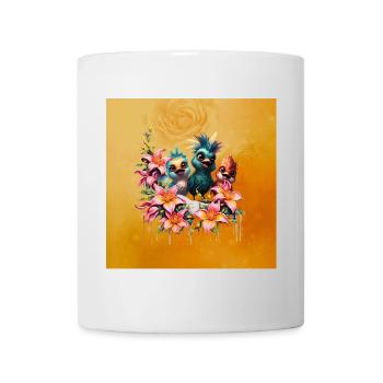 La magie des oiseaux dans une mer de fleurs, les meilleurs amis - Mug blanc - blanc - Devant
